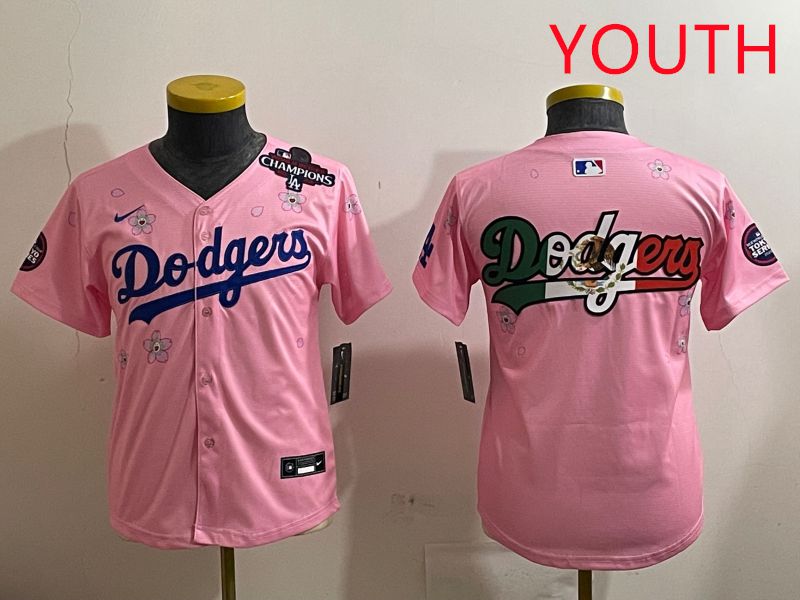 Youth Los Angeles Dodgers Blank Pink Sakura Edition 2025 Nike MLB Jersey style 8->youth mlb jersey->Youth Jersey